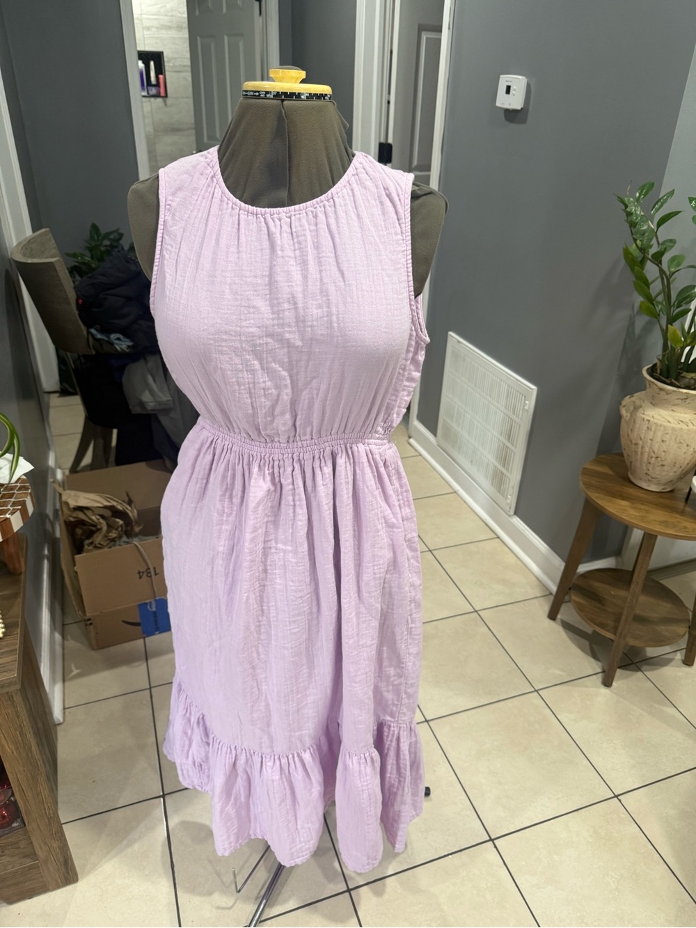 Pact Lavender Sleeveless Tiered Midi Dress